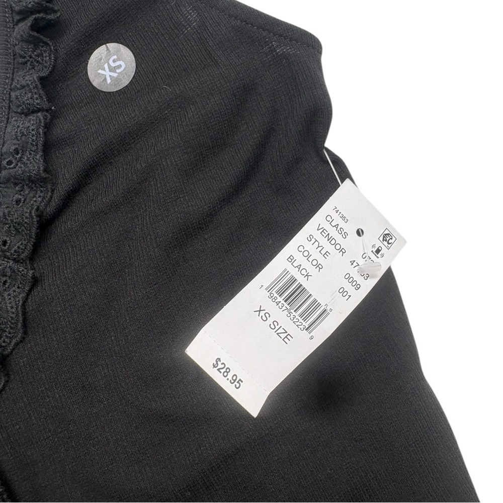 NWT PacSun Black Ruffle Trim Halter Top Tie Front Crop XS - Picture 6 of 8